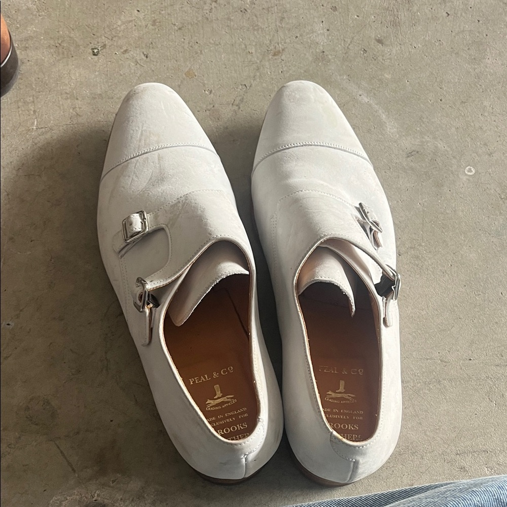Men's White Double Monk Strap Oxfords